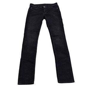 7 For All Mankind Black Corduroy Jeans Size 26 Mid-Rise Straight Leg Womens Pant